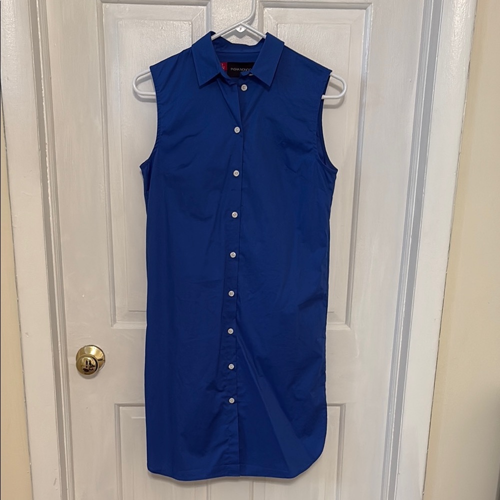 Misha Nonoo Cobalt Blue Sleeveless Shirt Dress